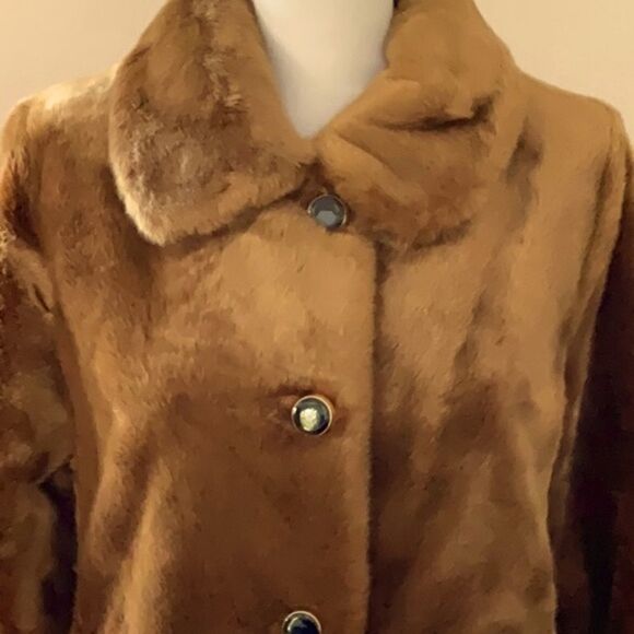 KATE SPADE NWT WARM GINDER BREAD SHORT FAUX FUR COAT JACKET EXTRA SMALL - Picture 8 of 12